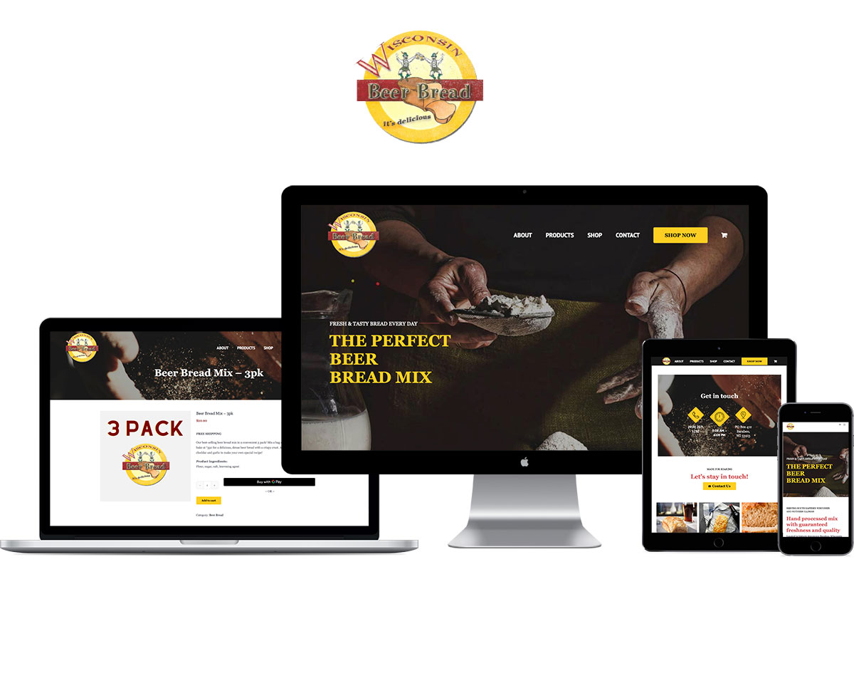 mobile and desktop versions of the Wisconsin Beer Bread website
