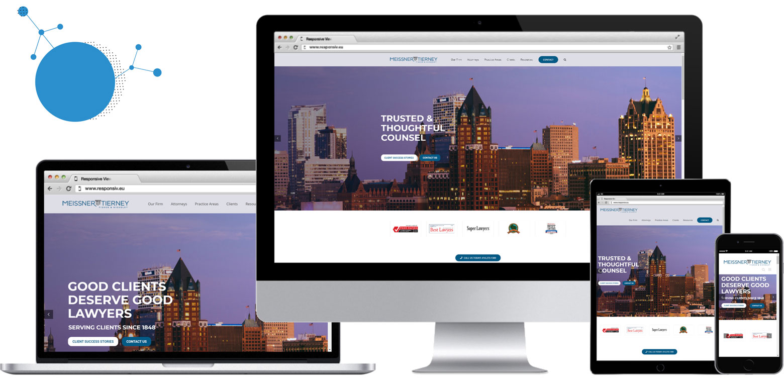Meisner Tierney website redesign desktop and mobile versions of the Meisner Tierney website