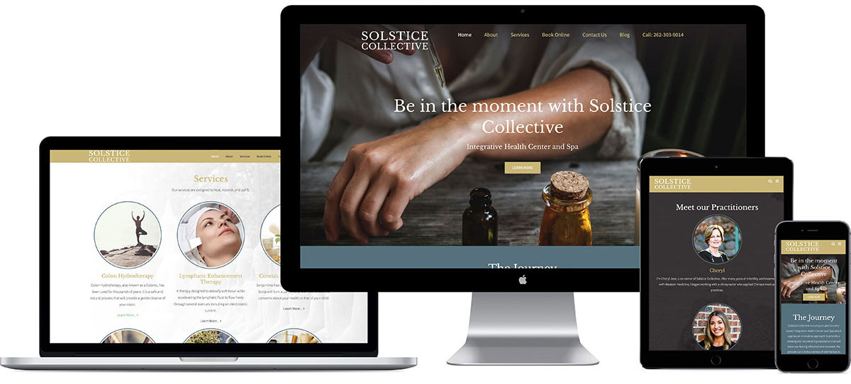 mobile and desktop versions of the Solstice Collective website