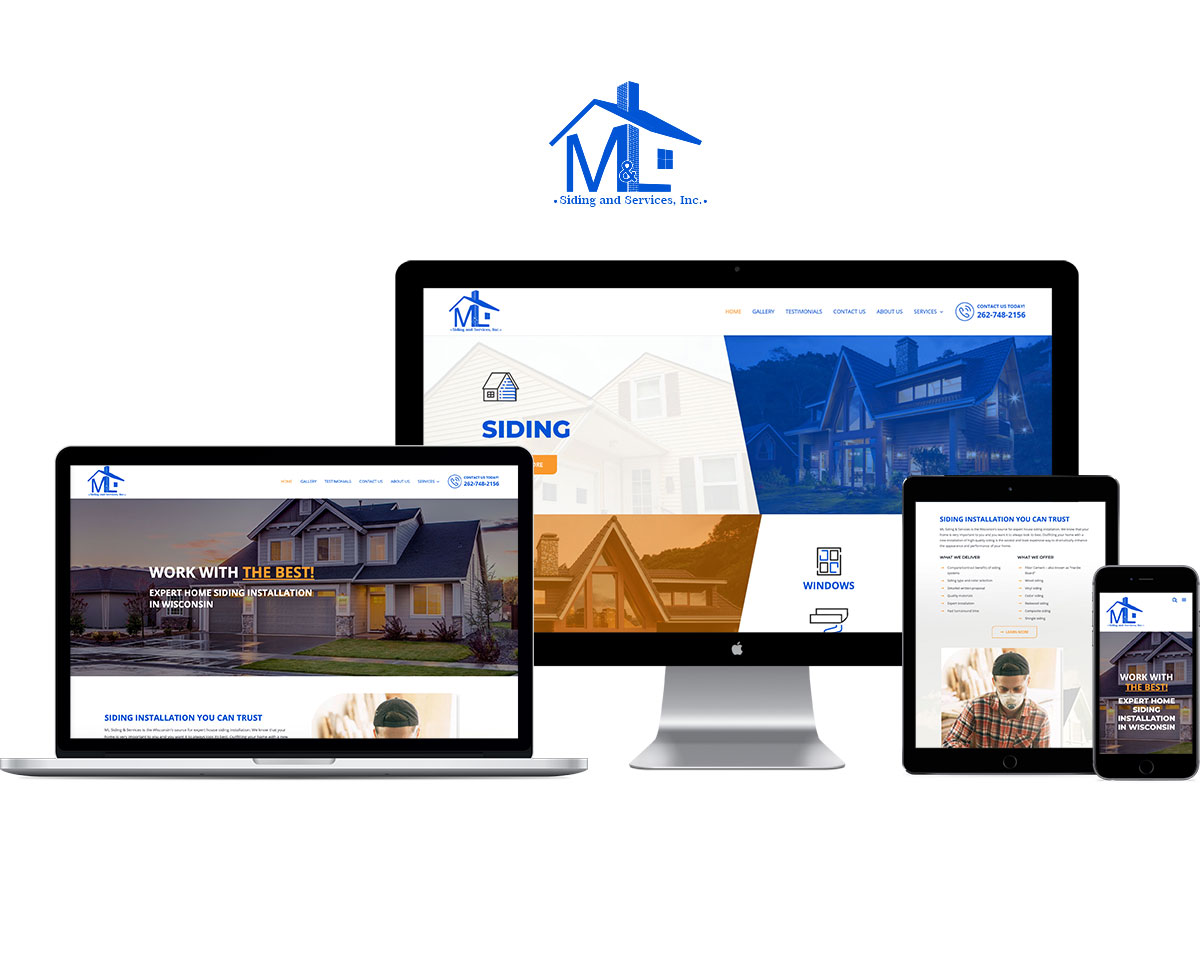 Desktop and mobile versions of the M&L Siding Website