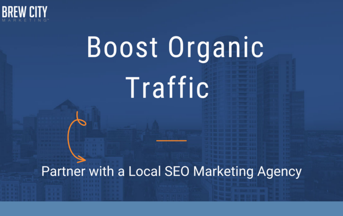 Featured blog image reads "boost organic traffic. Partner with a local SEO marketing agency."