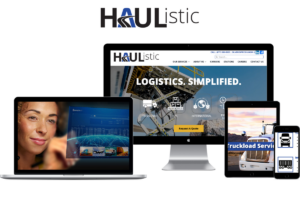 Mobile devices featuring images of Haulistic's webpage.