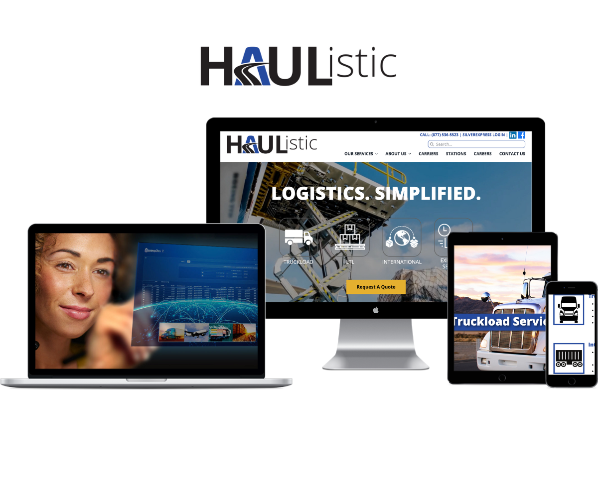 Mobile devices featuring images of Haulistic's webpage.