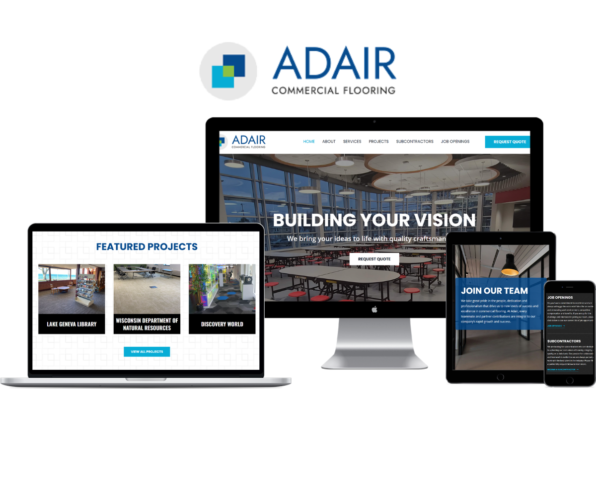 Adair commercial flooring portfolio photo displaying web design and website images