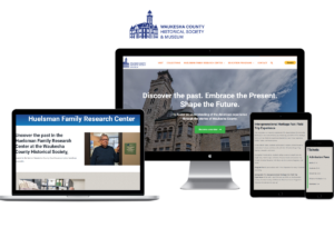 Portfolio details displaying web pages for the Waukesha County Historical Society & Musem