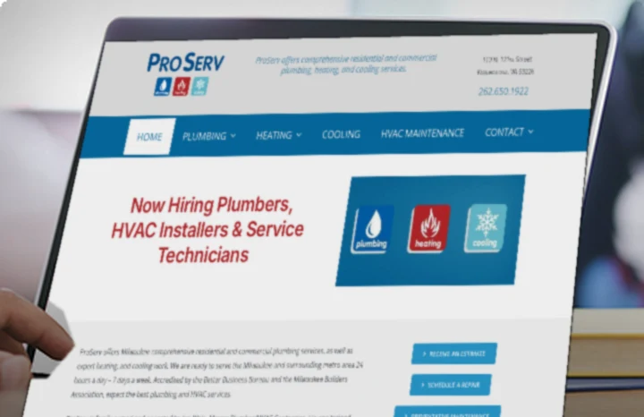 ProServ website on a tablet